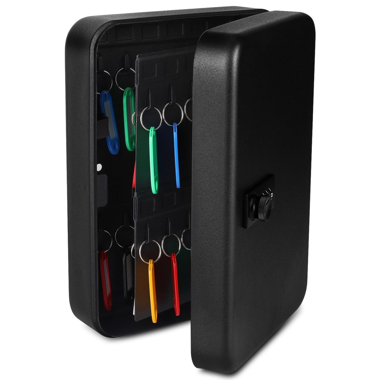 Flexzion Key Box Wall Mount With Code - Black Key Cabinet Lock Box Key Storage Box Wall Mount with Combination Lock