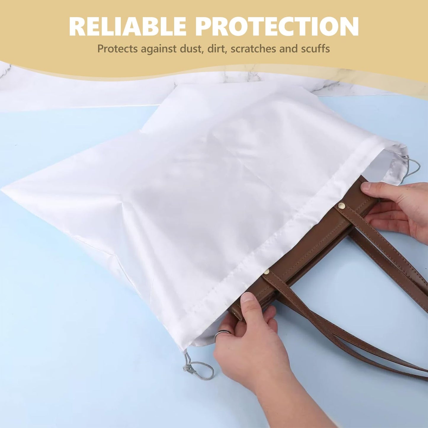 GXAHSOL 3 Pcs Dust Bags For Handbags, Stain Purse Dust Bags with Drawstring, 40 x 50 cm, Daily Travel Storage Bag, Soft Yet Durable, For Handbags
