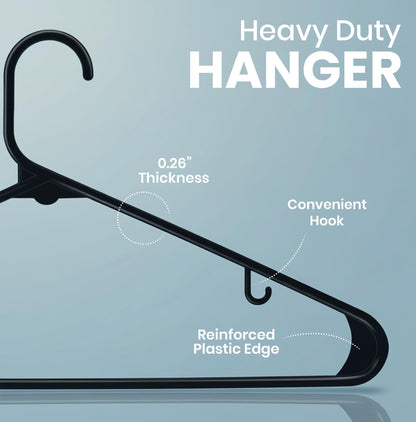 Utopia Home Plastic Hangers 20 Pack - Clothes Hanger with Hooks - Durable & Space Saving Black