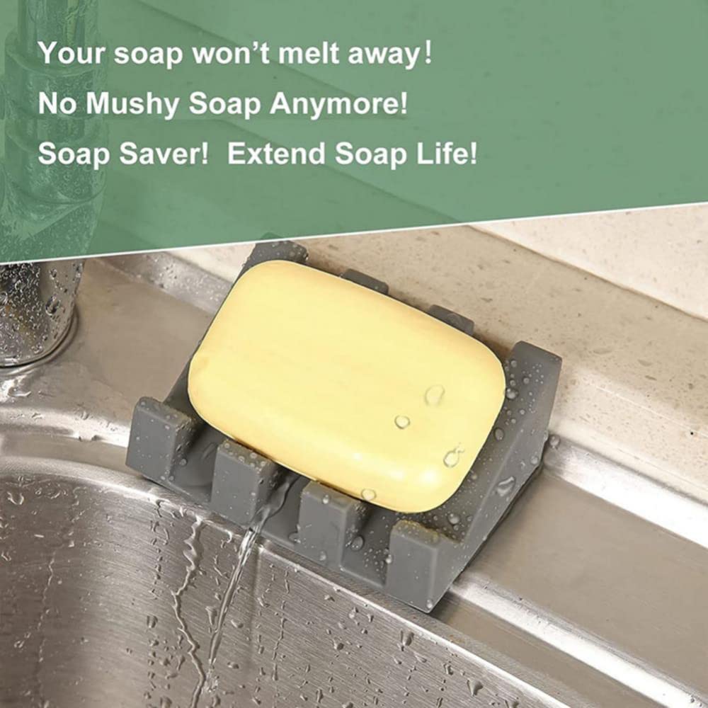 Silicone Soap Dish - 2Pcs Soap Holder with Draining - Soap Dishes for Bathroom/Shower, Kitchen, Travel | Keep Soap Dry