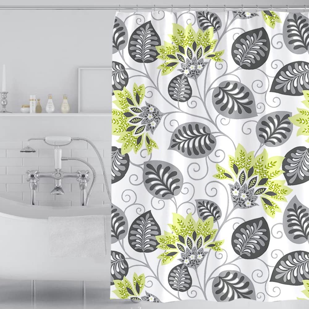 GONOVE Shower Curtain 240 x 200cm Mildew Resistant Waterproof Polyester Fabric Flowers Bathroom Shower Curtain Liner Long Washable Bath Curtain with