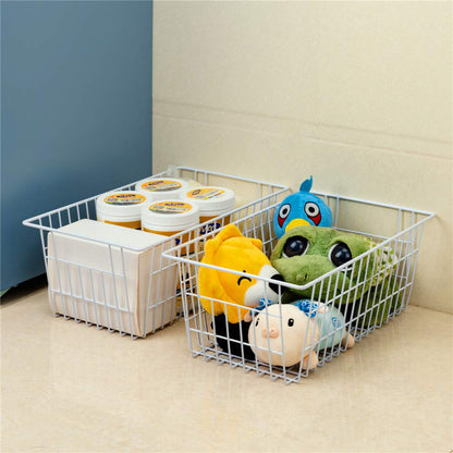 SANNO 15.7" Freezer Wire Baskets Refrigerator 4 Wire Metal Storage Baskets, Modern Farmhouse Storage Organizer for Pantry, Shelf, Kitchen, Cabinet
