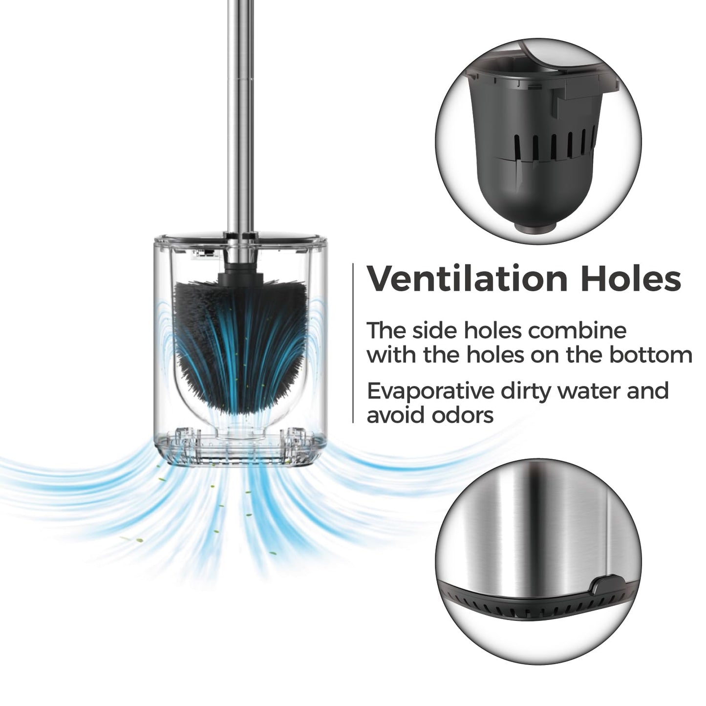 Sleek Toilet Brush Holder Set Toilet Bowl Brush Stainless Steel Automatic Open lid Toilet Bowl Cleaner Brush with Durable Bristle Head Toilet