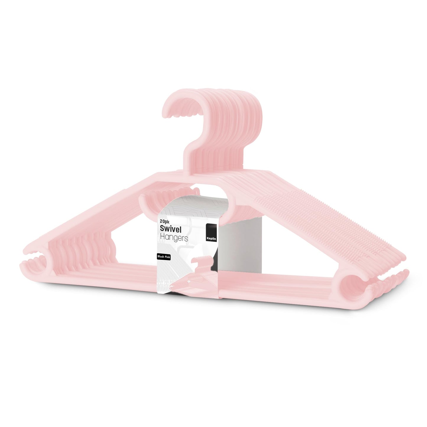 KEPLIN Space Saving White Plastic Coat Hangers - 20 Pack | Heavy Duty Swivel Hook for Clothes, Coats, Dress, Shirt, Jacket, Trouser