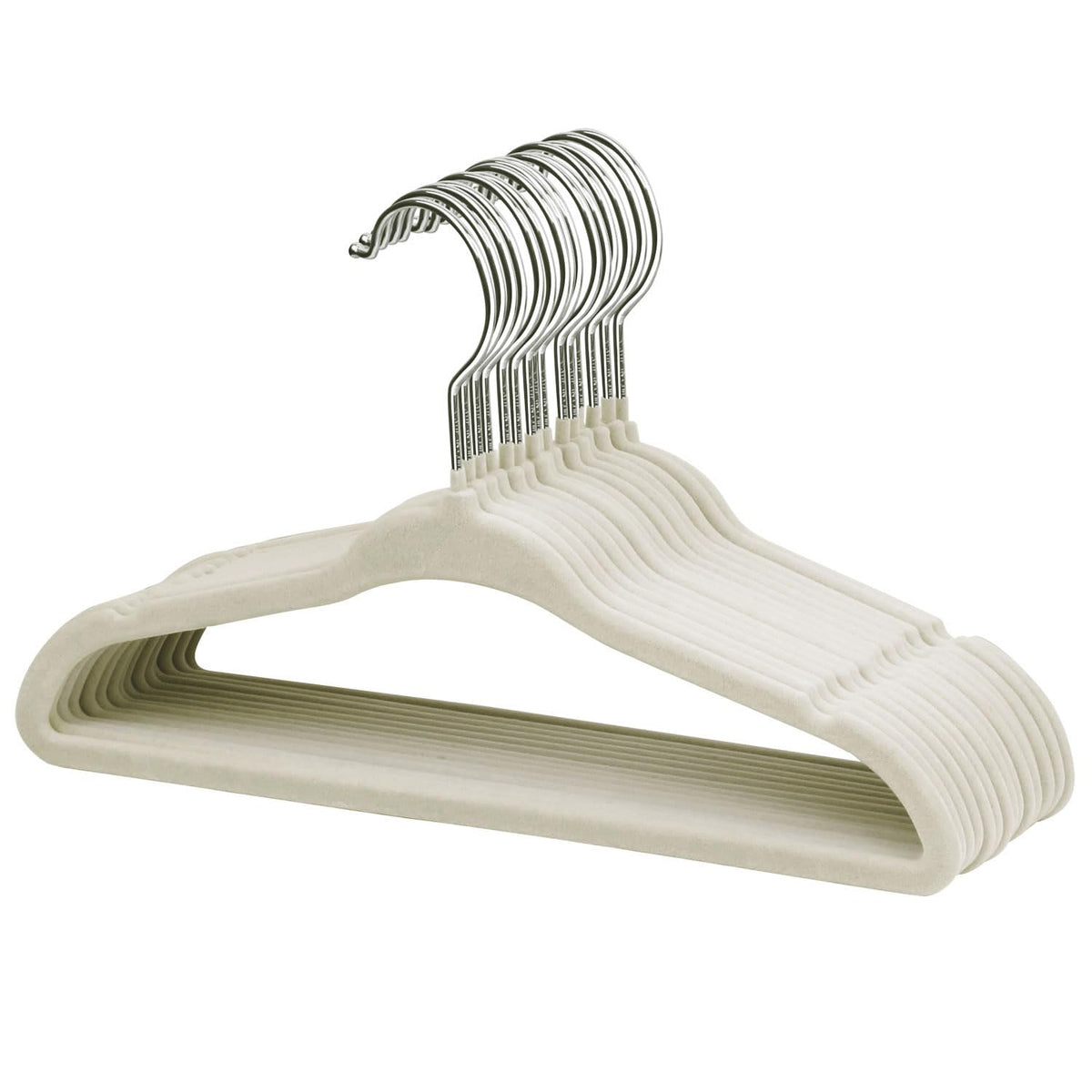 ManGotree 11" Baby Velvet Hangers Non-Slip Kids Hangers 15 Pack Beige