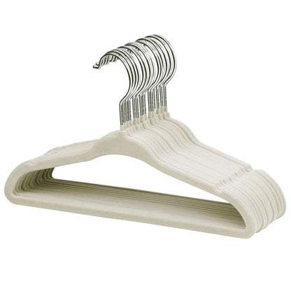 ManGotree 11" Baby Velvet Hangers Non-Slip Kids Hangers 15 Pack Beige