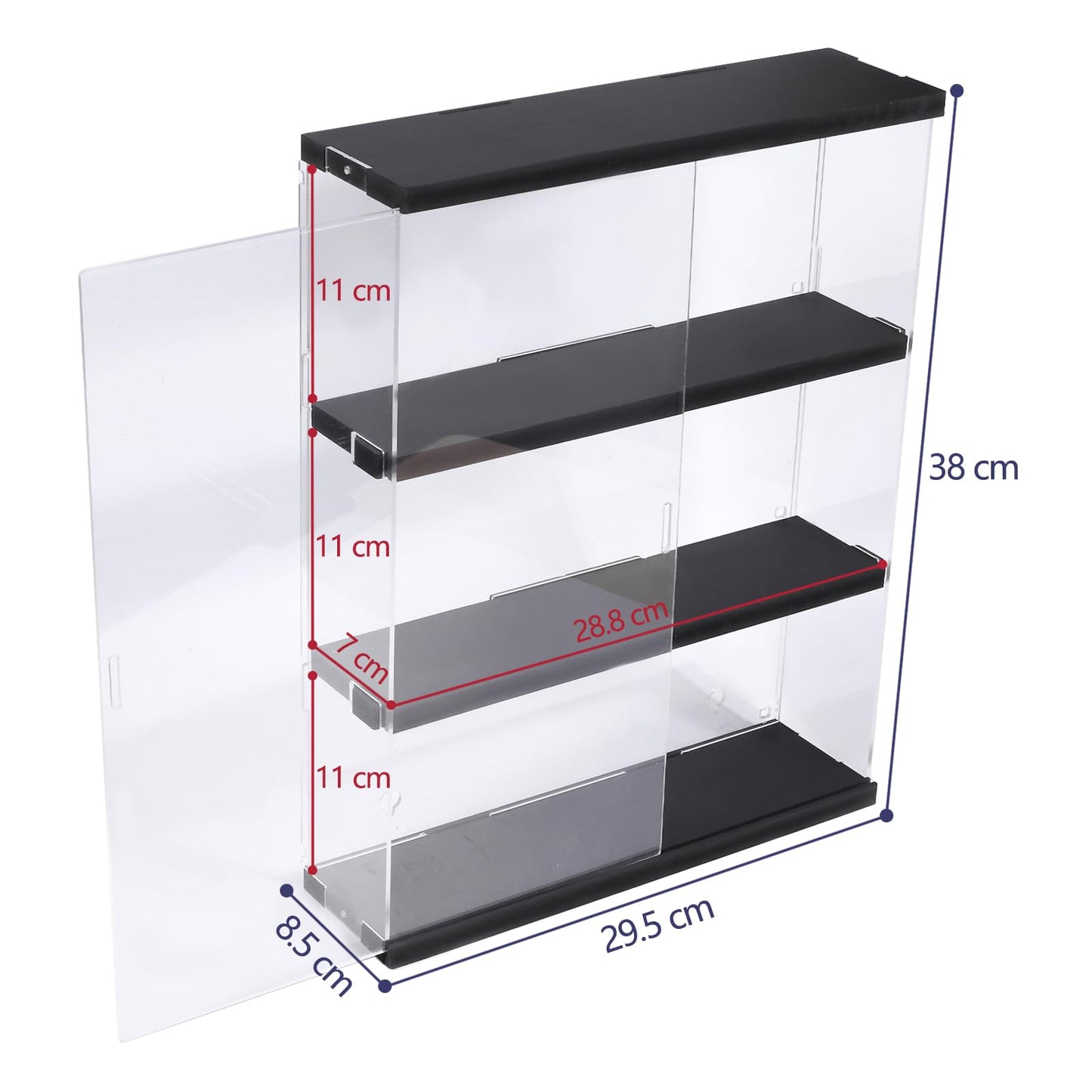 Nynelly 3 Shelf Clear Acrylic Display Case with Door - Wall Display Shelf for Models, Figures, Funko Pop, Pop Mart, Labubu, Sonny Angel, Smiski