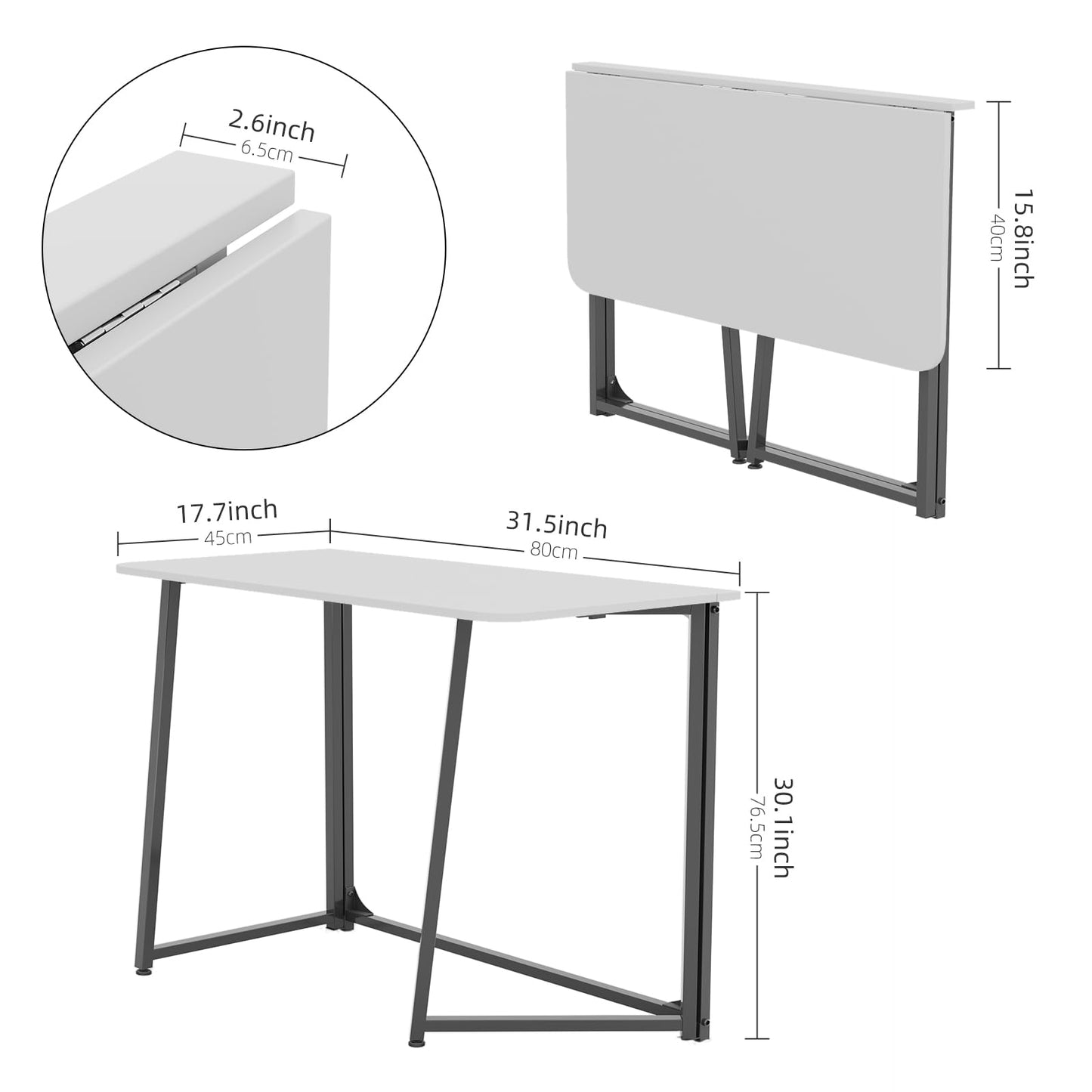 Flrrtenv Foldable Desk for Small Spaces - 31 Inch Space Saving Computer Desk, Lightweight Portable Picnic Table, Camping and Outdoor Table