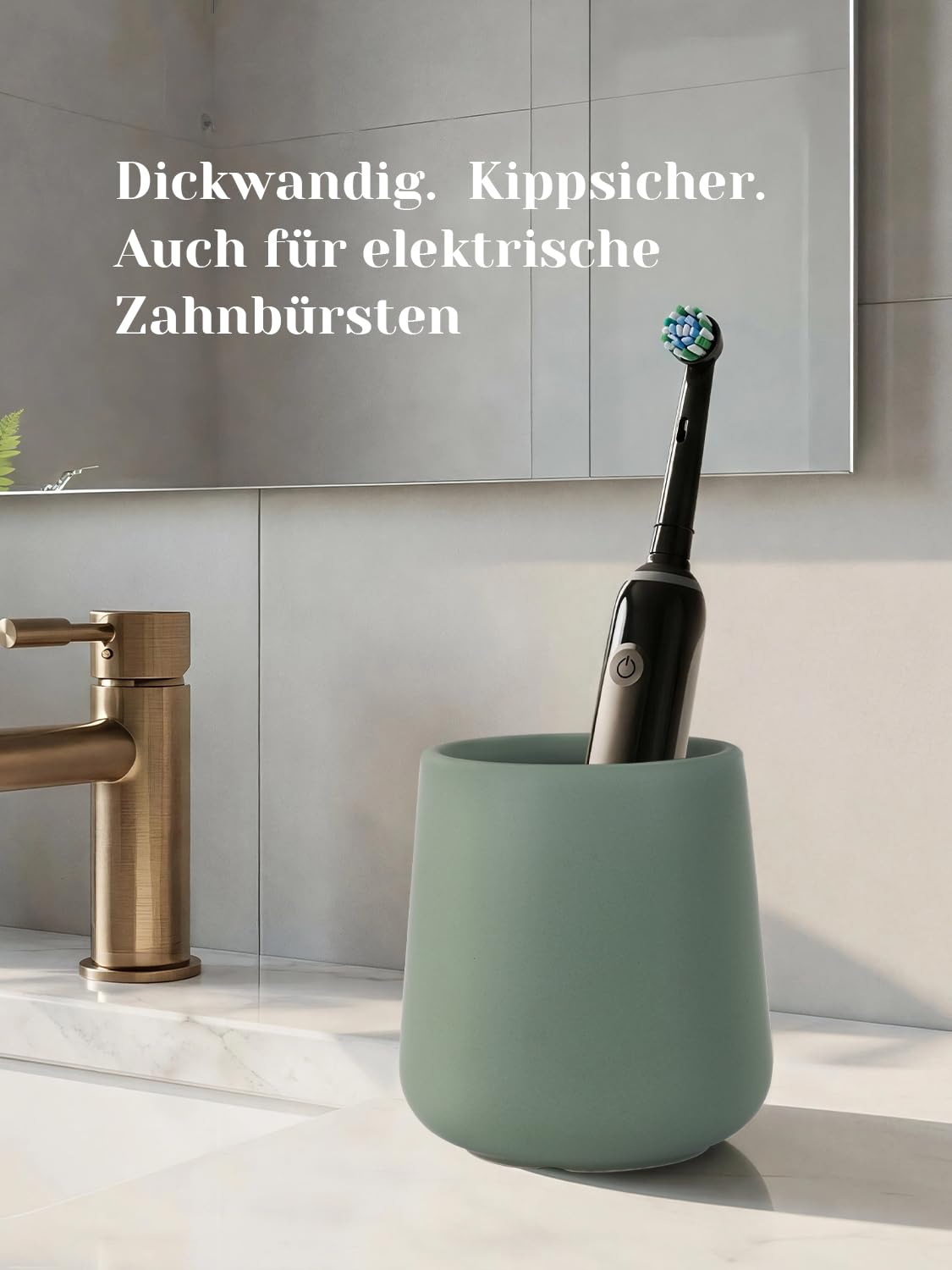 Autumnlife Toothbrush Holder Ceramic, 12 oz Bathroom Toothbrush Cup Green Mouthwash Holder, Reusable Toothbrush Holders for Toothbrush and Toothpaste