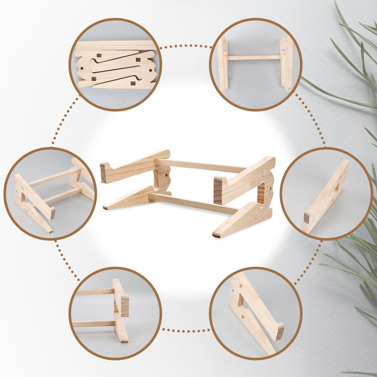 Luckious Brand Wooden Laptop Stand - Ventilated Cooling Desktop Computer Holder for MacBook and More