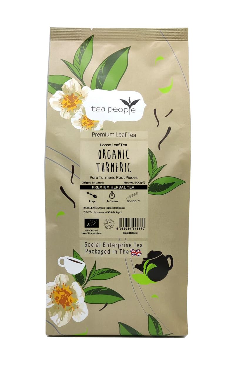 Tea People Organic Turmeric Root Pieces, 500 g Loose Leaf Tea in Small Catering Pack