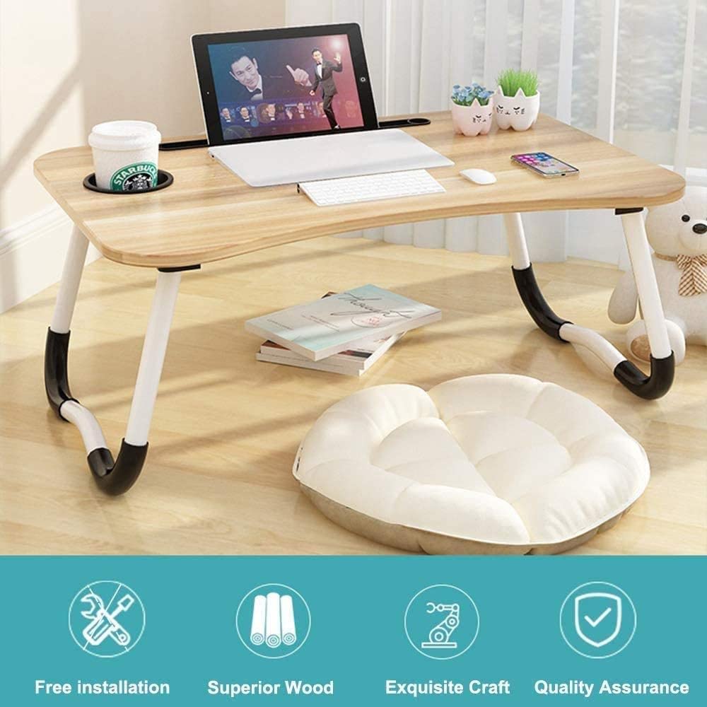 BSTMOME Laptop Desk Bed Stand Foldable Laptop Table Folding Breakfast Tray Portable Lap Standing Desk Reading and Writing Holder with Drawer for Bed