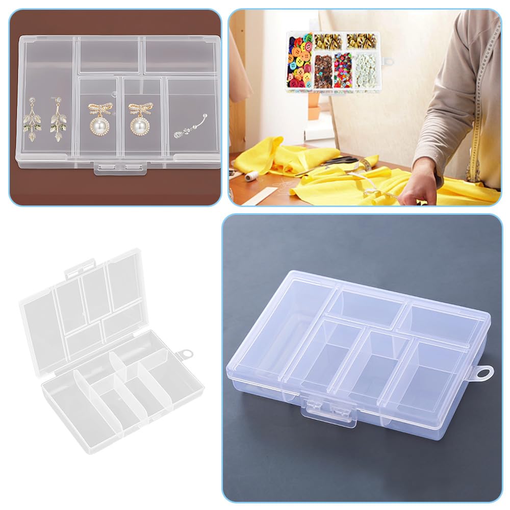 WYAN 8 Pcs Six grids Storage Box, Small Bead Organizers and Storage, Storage Organizers Box, Rectangle Bead Holder