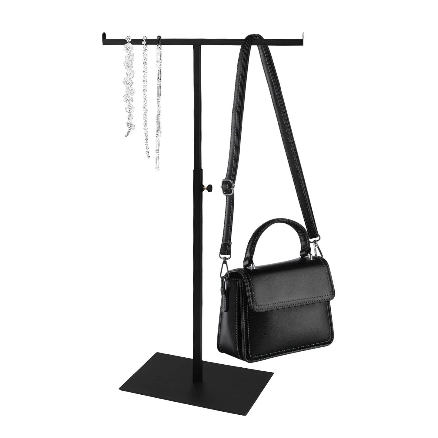 Fenteer Purse Display Stand Rack Props Organizer Storage Adjustable Closet Hanger Shelf Scarf Handbag Holder for Wig,Hat,Bracelet,Props,Jewelry,Black