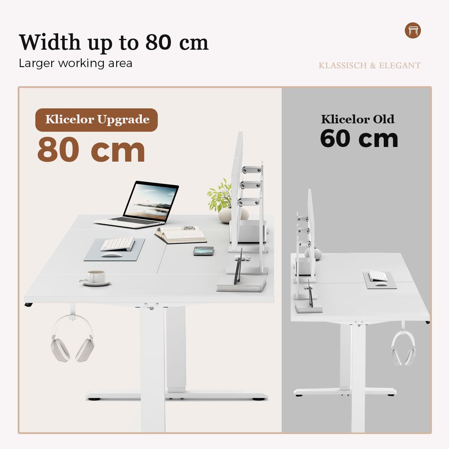 Klicelor Height Adjustable Electric Desk, 2 Memory Buttons, 140x80cm