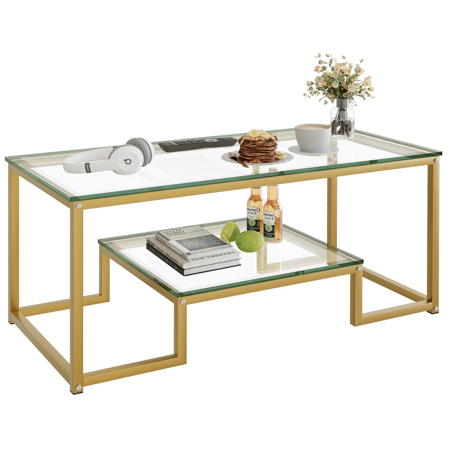 Coffee Table with Storage Shelf, Living Room Table with Metal Frame, Coffee Tables for Living Room, Center Table