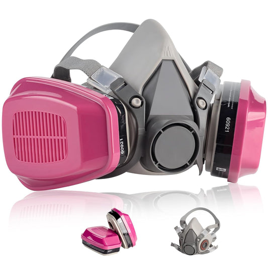 sykua Half Face Respirator Mask with 60921 Filters, Reusable Gas Mask for Spray Paint Chemical Resin, Dust Masks for Sanding,Fine Dust,Building