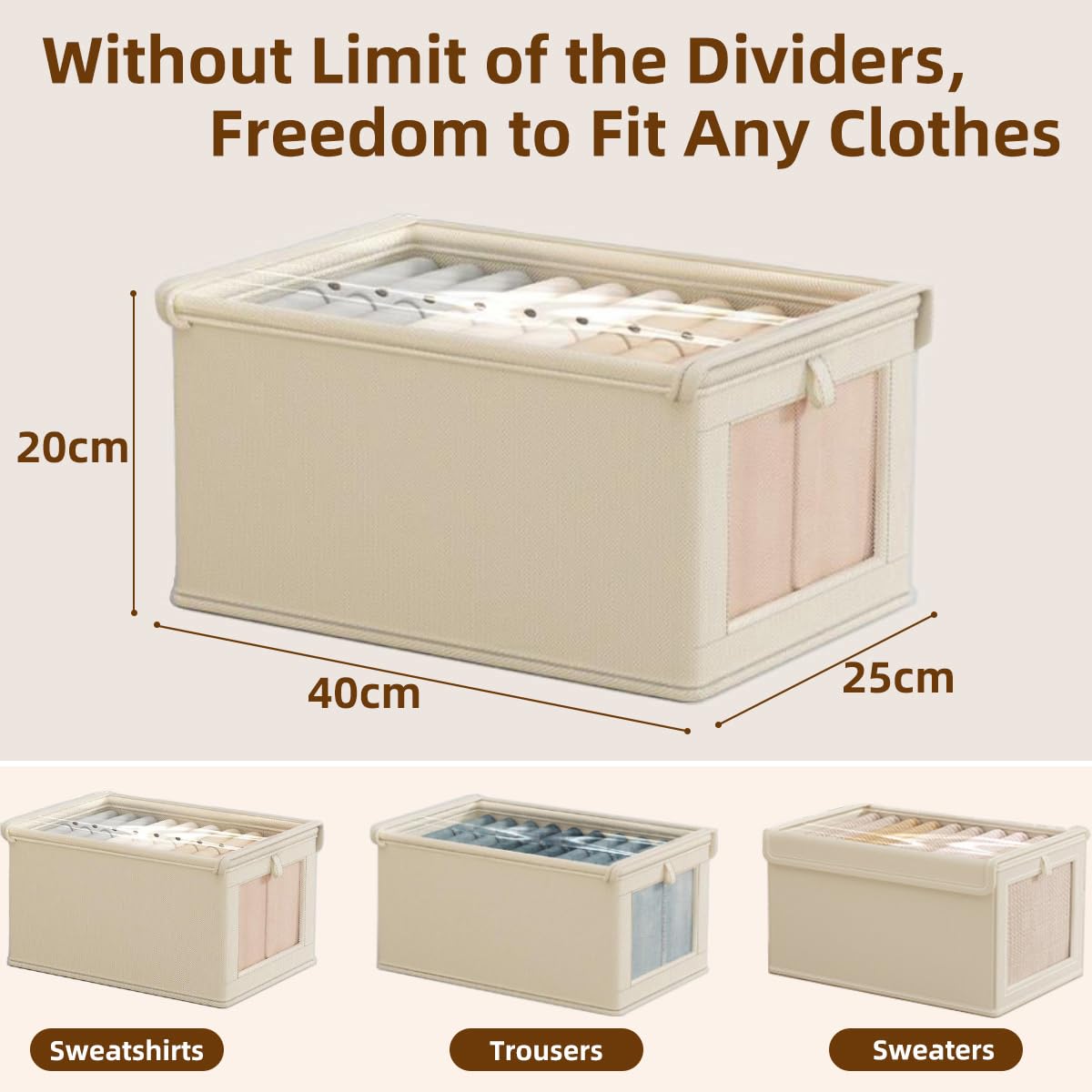 Tosoda Wardrobe Storage Organiser Boxes with Lids for Clothes Trousers
