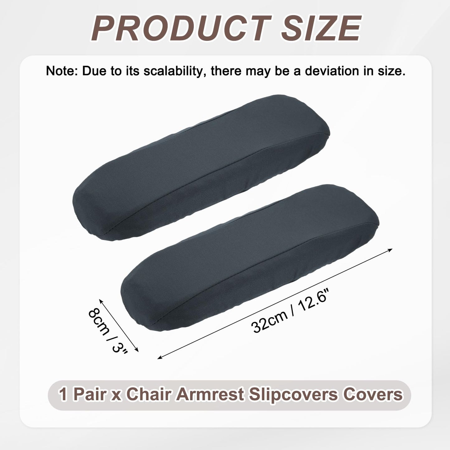 sourcing map Chair Armrest Slipcovers Covers, 32 x 8cm Polyester Removable Seat Hand Rest Protector for Office Chairs Desk Chair(Dark Gray)