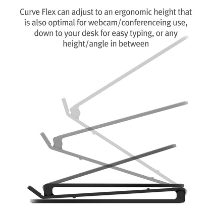 Twelve South Curve Flex | Ergonomic Height & Angle Adjustable Aluminum Laptop/MacBook Stand/Riser, fits 10"-17", folds flat for portability -travel