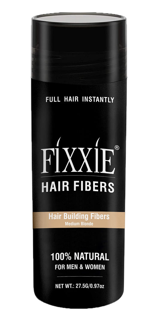FIXXIE Hair Fibres MEDIUM BLONDE for Thinning Hair 27.5g Bottle, Hair Fibre Concealer for Hair Loss for Men and Women, Naturally Thicker Looking Hair
