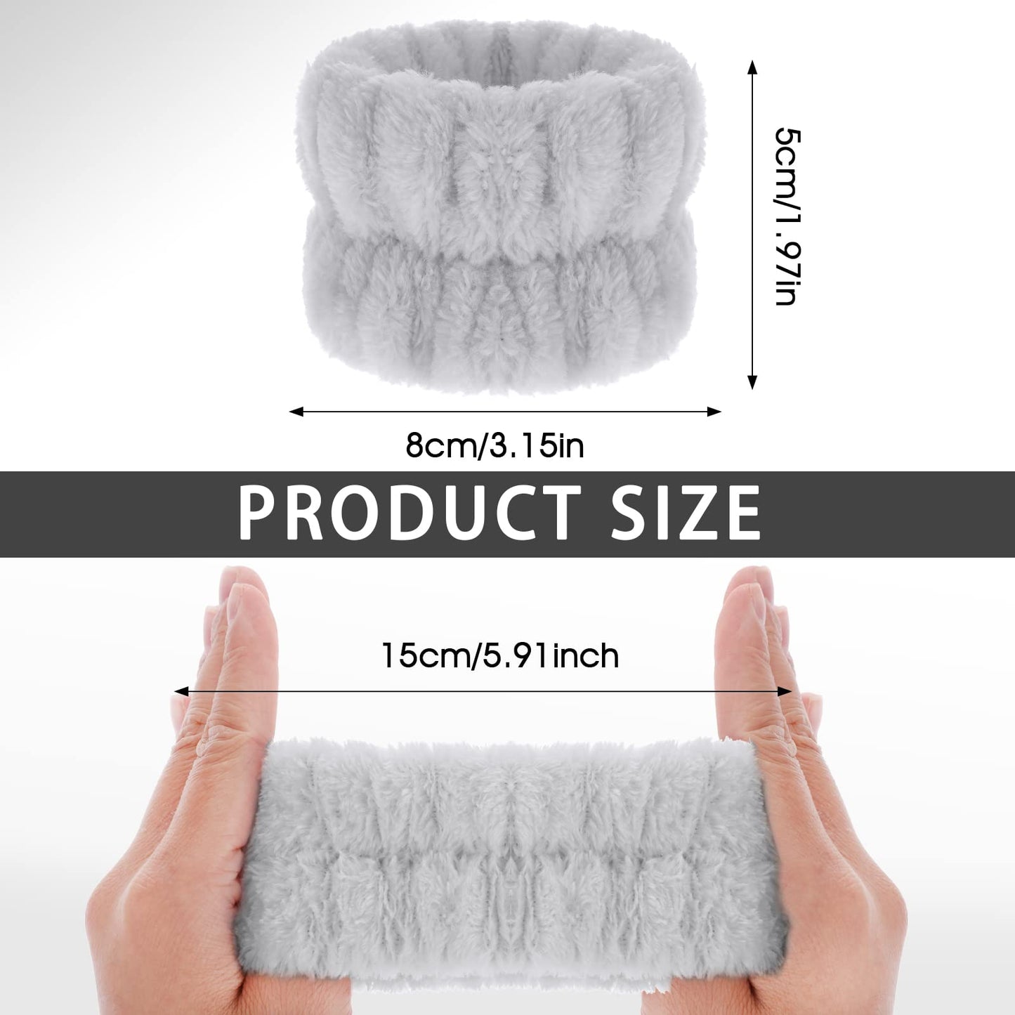 Abeillo 4Pcs Washband-Face Washing Wristband Spa Wrist Towel Washband, Fluffy and Elastic Absorbent Washband for Women Girls Washing Faces Prevent