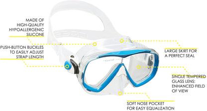 Cressi - Crg1B Unisex Child C/Set Estrella Vip Jr JUnisexor Snorkeling/Diving Combo Set - Transparent/Blue, Unisex