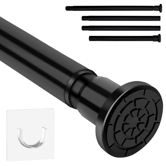 1 Piece Shower Rod Without Drill Stainless Steel Curtain Rod Holder Extendable Curtain Rod, 71-165cm Multifunction Clamping Curtain Rods Extendable