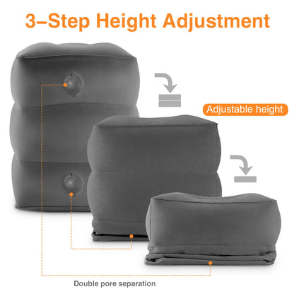 Maliton Inflatable Airplane Foot Rest with Pump Bag Darkgrey, 2Pcs