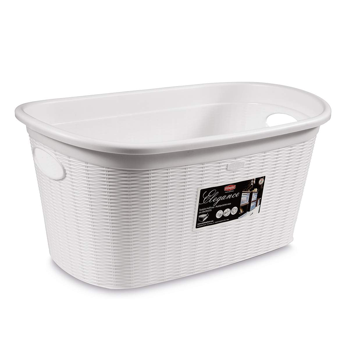 Stefanplast Elegance Basket, Plastic, white, 38 x 58 x 28 cm