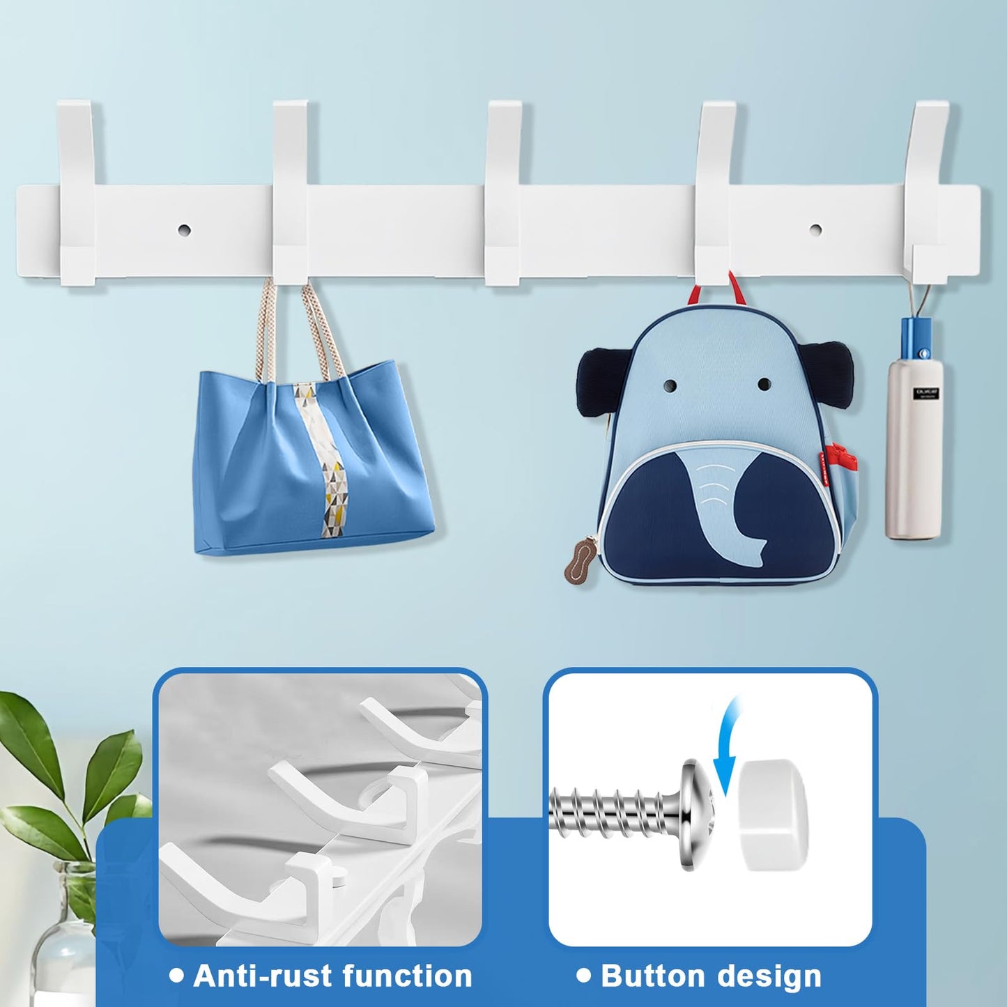 QMAHA Coat Racks for Wall, Multipurpose Heavy Duty Coat Rack Wall Coat Hangers with Fittings Included