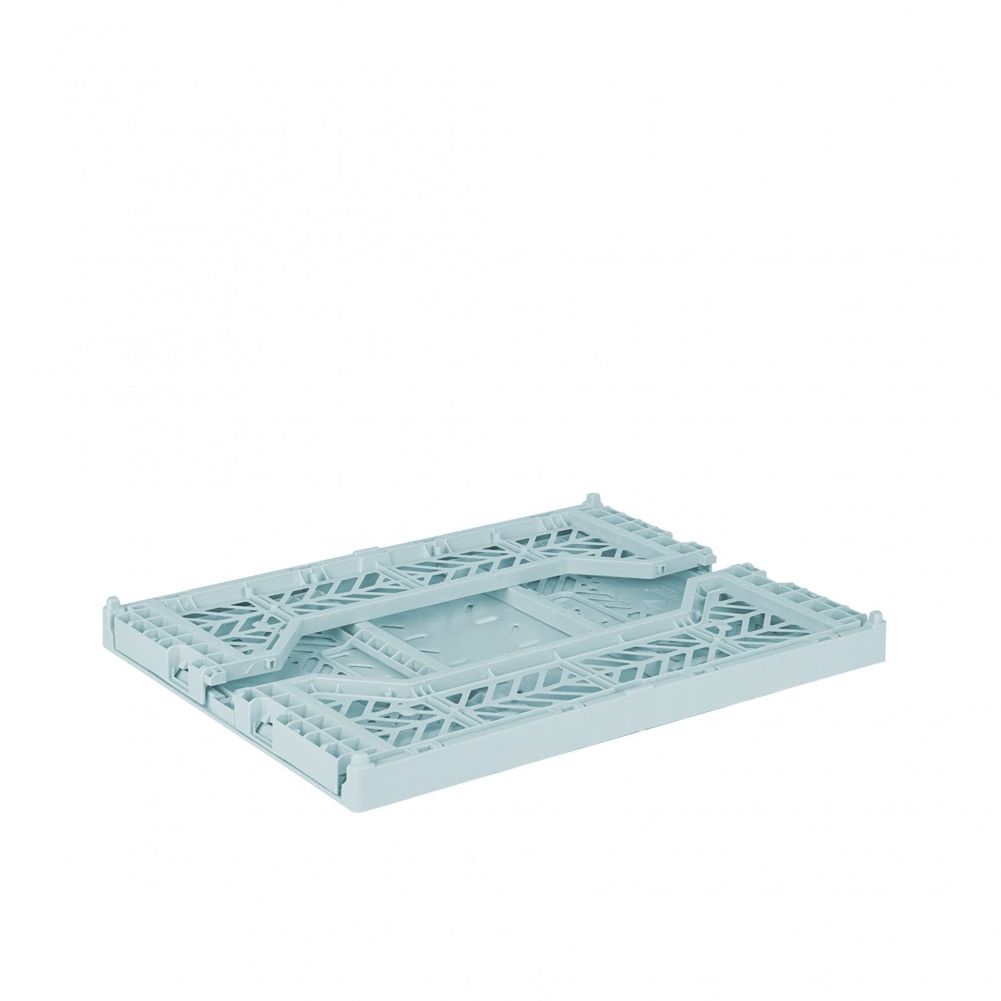 AYKASA Folding Crate, Sturdy Folding Box, Plastic, Stackable, Arctic Blue, Midi (40 x 30 x 14 cm)