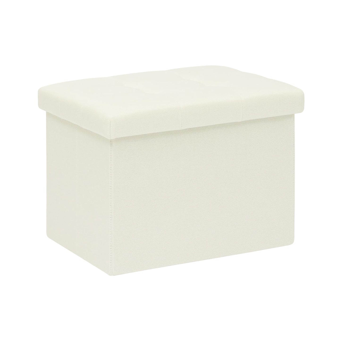 Bonlife Storage Ottoman, Folding Small Foot Rest,Toy Chest Storage Footrest Seat, Footstool for Living Room, Bedroom, Dorm, Fabric,Cream,42x32x32cm