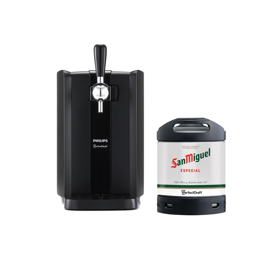 PerfectDraft Black Philips Machine Home Beer Cooler & Dispenser System HD HD3761/60 and San Miguel Especial Keg