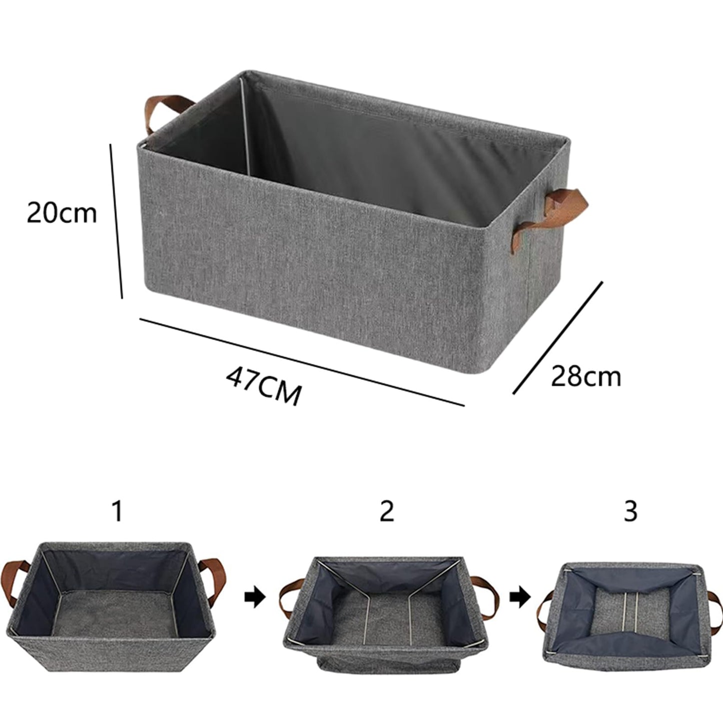 Foldable with Handle Box 2-Pack 18L Storage Basket for Shelves Household Drawer Style Fabric Box for Clothes Bed Linen Pullover T-Shirts Blankets