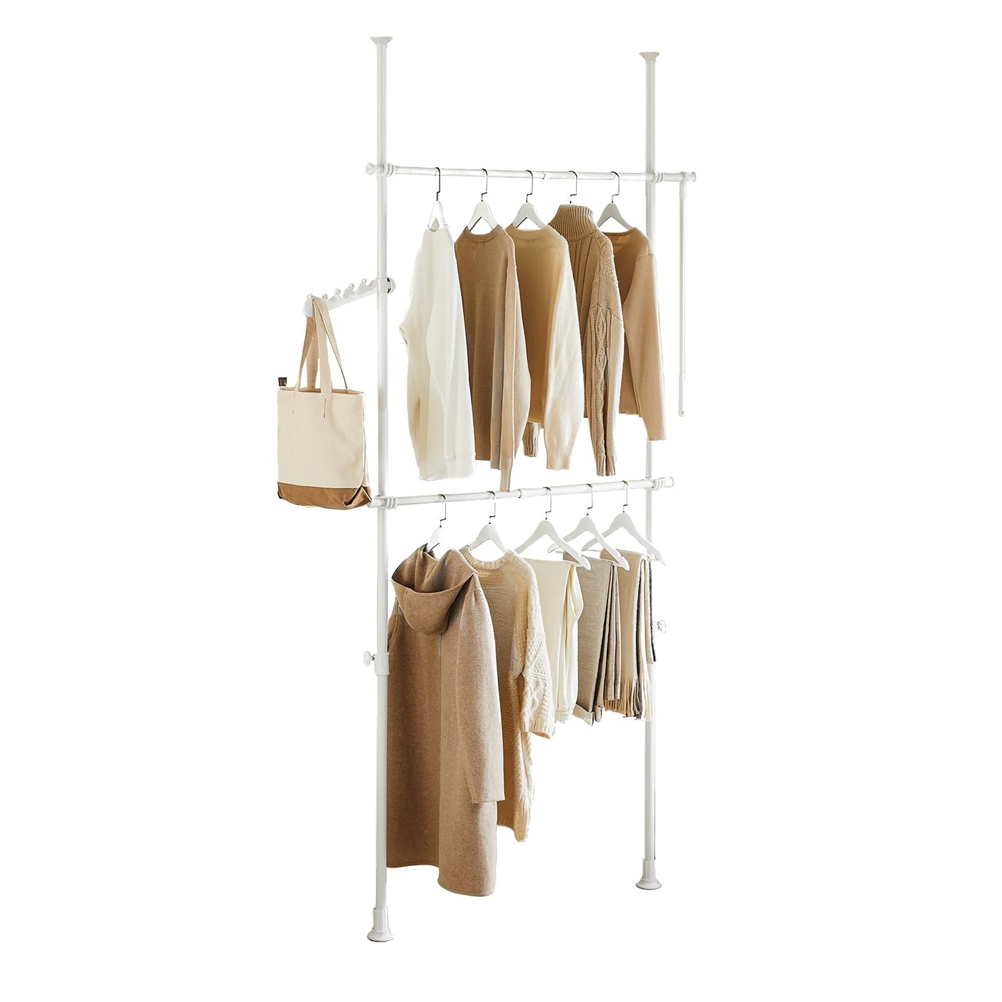 SoBuy Telescopic Clothes Rail with Hook Rack 75–126cm Wide for Bedroom