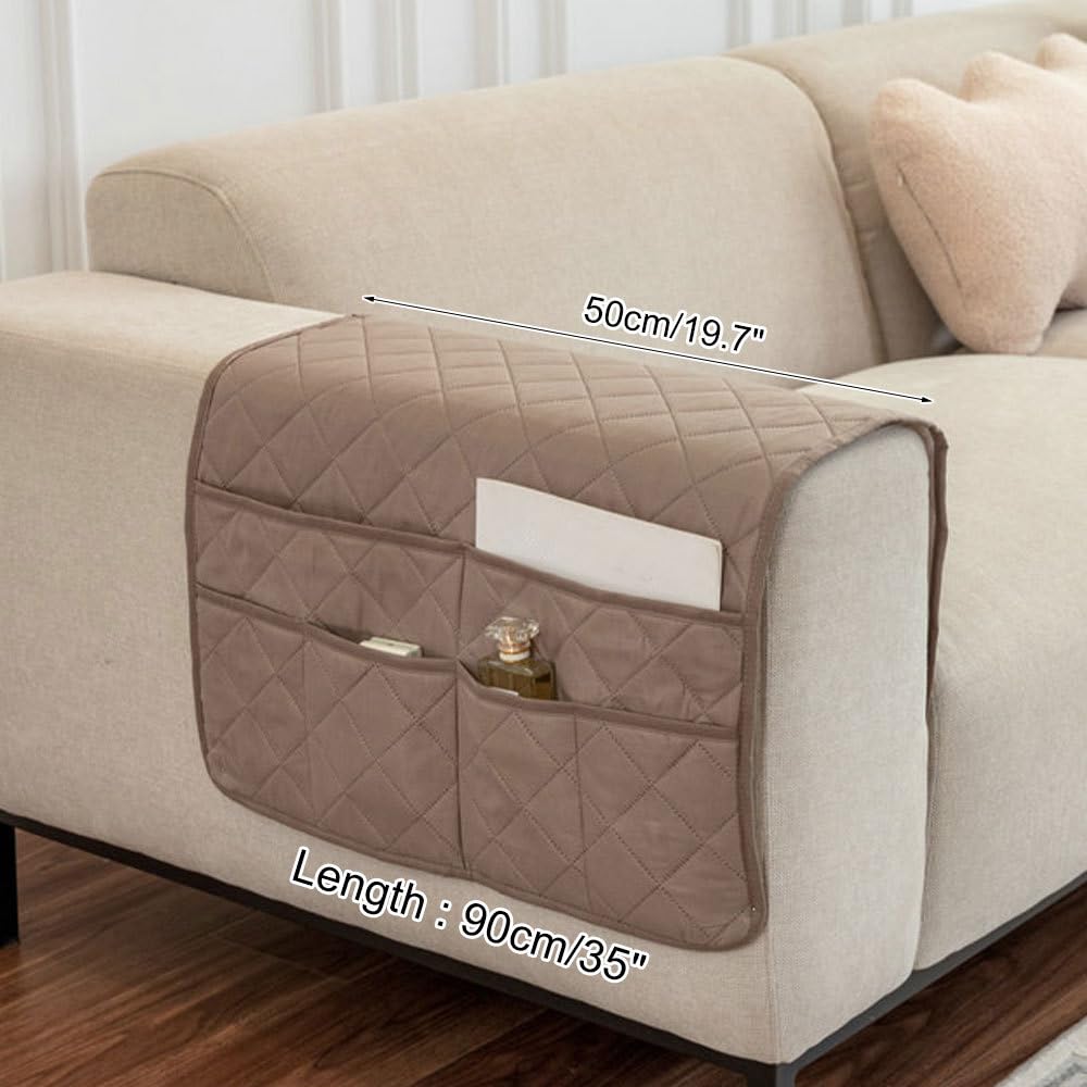 MiOYOOW Armchair Caddy, Large Capacity Sofa Armrest Organizer, 50 * 90cm, Sofa Arm Hanging Storage Holder for Remote Control Magazine Book Eyeglasses