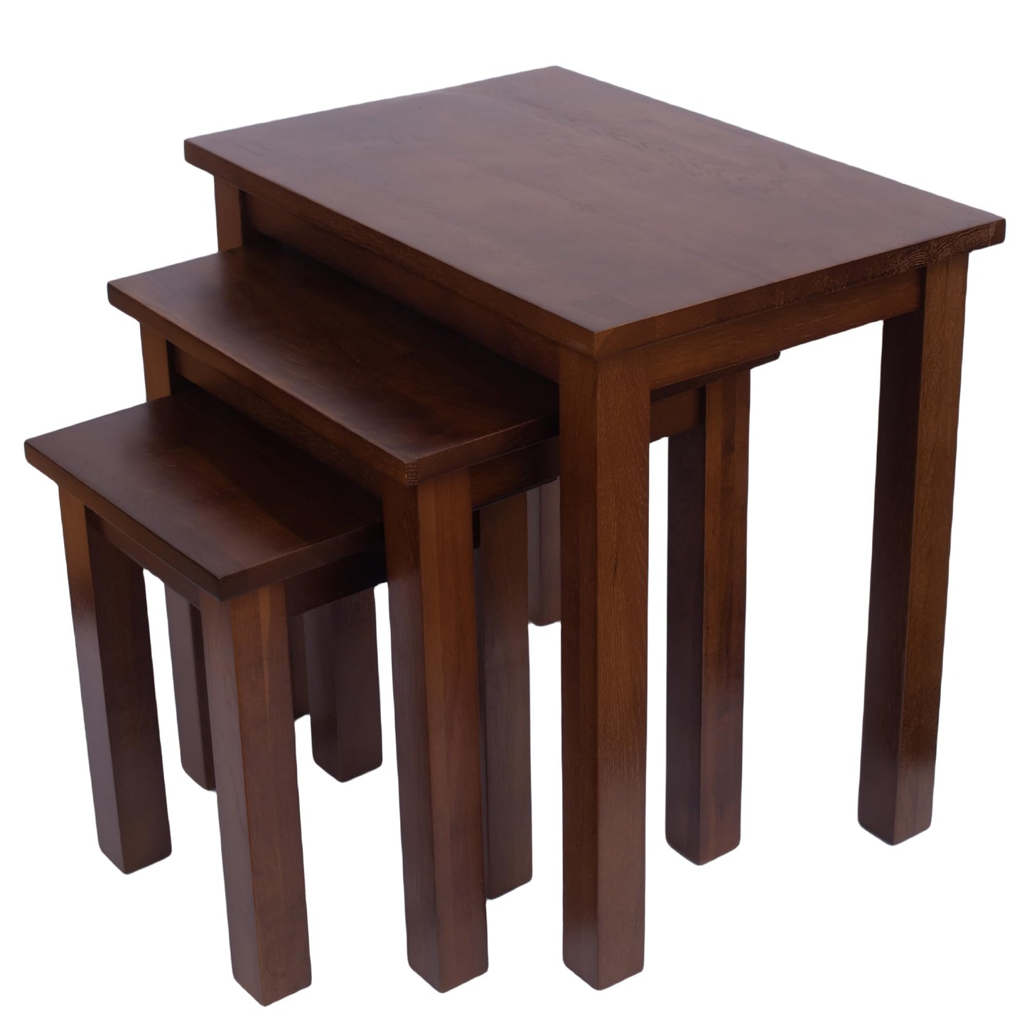Kemtpase Oak 3 Nest of Tables, Solid Wooden Nesting Tables, Wooden Table Lamp, Plant Table, Multifunctional Nested Coffee Table