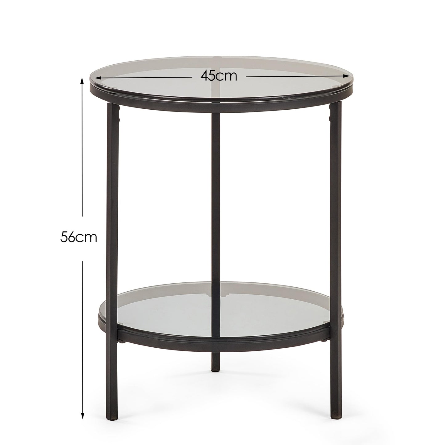 Julian Bowen Chicago End Table with Shelf, Smoked Glass - H55 x W45cm