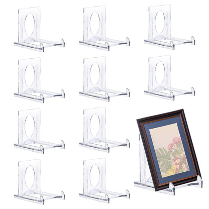 SYEYCW 10 Pcs Acrylic Display Stand, Clear Adjustable Clear Acrylic Plastic Display Stands, Multifunctional Card Display Stand, for Photos