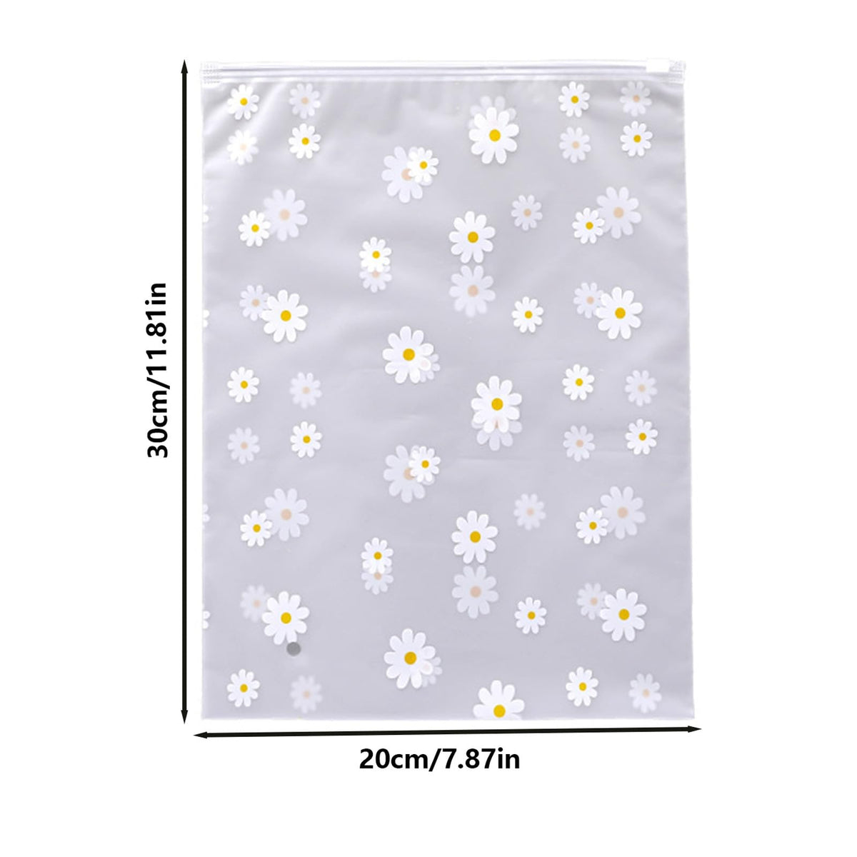 Boxonly Daisy Zipper Storage Bags, Reusable Waterproof PEVA Plastic Pouches for Clothes, Shoes, Toiletries - 8" x 12" / 20 x 30 cm - 12 Pcs