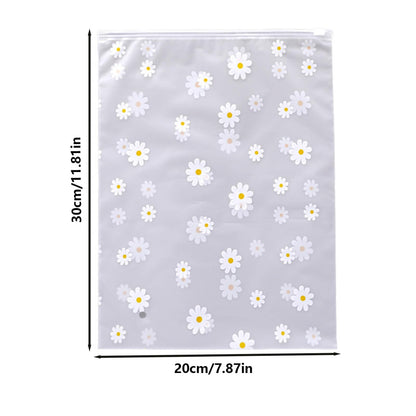 Boxonly Daisy Zipper Storage Bags, Reusable Waterproof PEVA Plastic Pouches for Clothes, Shoes, Toiletries - 8" x 12" / 20 x 30 cm - 12 Pcs