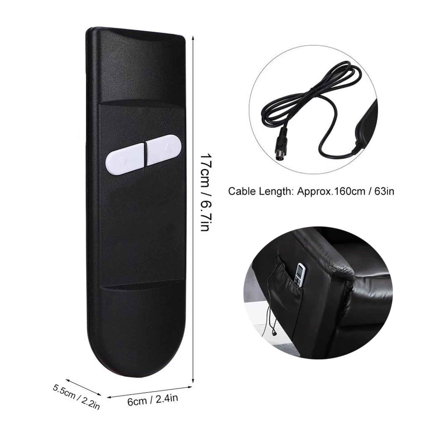 DeJivsin Recliner Hand Controller 2-Button and 5-Pin Lift Control for Main Office Chairs, Recliner, Recliner, TV Chair, Remote Power Recliner