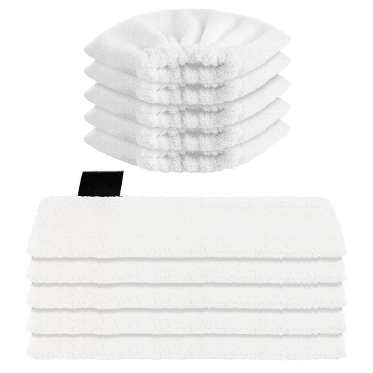Sunnila 10 Microfibre Cloth Cover Pads Set Washable 5 Floor Nozzles + 5 Hand Nozzles for K?rcher EasyFix SC1, SC2, SC3, SC4, SC5 Steam Cleaners Pack