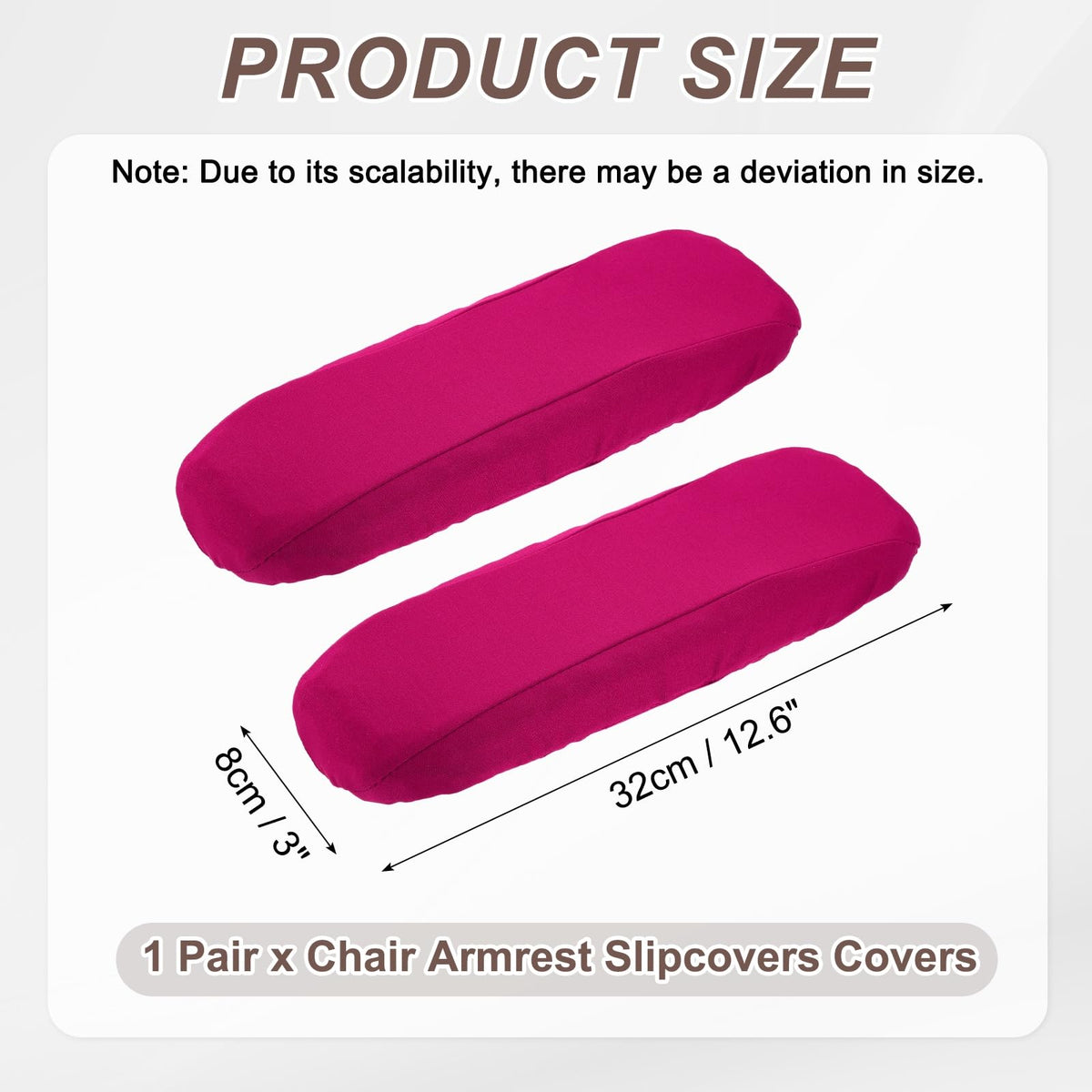 sourcing map Chair Armrest Slipcovers Covers, 32 x 8cm Polyester Removable Seat Hand Rest Protector for Office Chairs Desk ChairRose Red