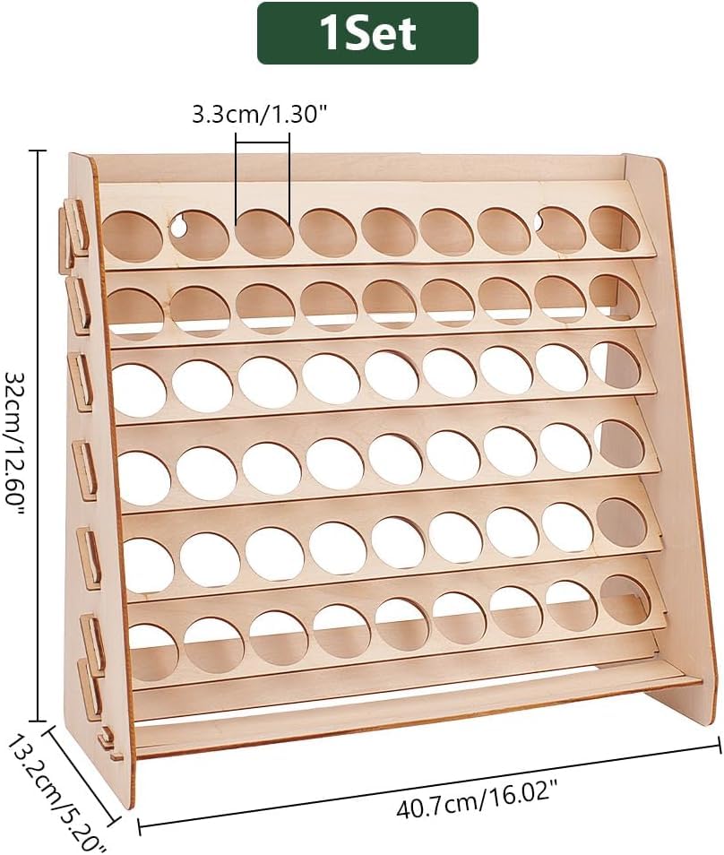 PH PandaHall Wooden Paint Organizer, 54 Holes Paint Rack Stand Craft Painting Storage Pigment Ink Bottle Paints Holder for Art Craft School Supplies