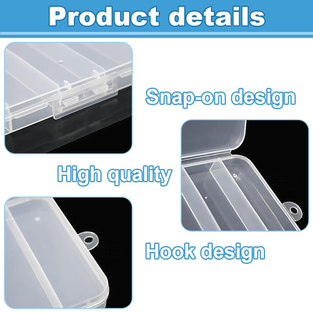 WYAN 8 Pcs Six grids Storage Box, Small Bead Organizers and Storage, Storage Organizers Box, Rectangle Bead Holder
