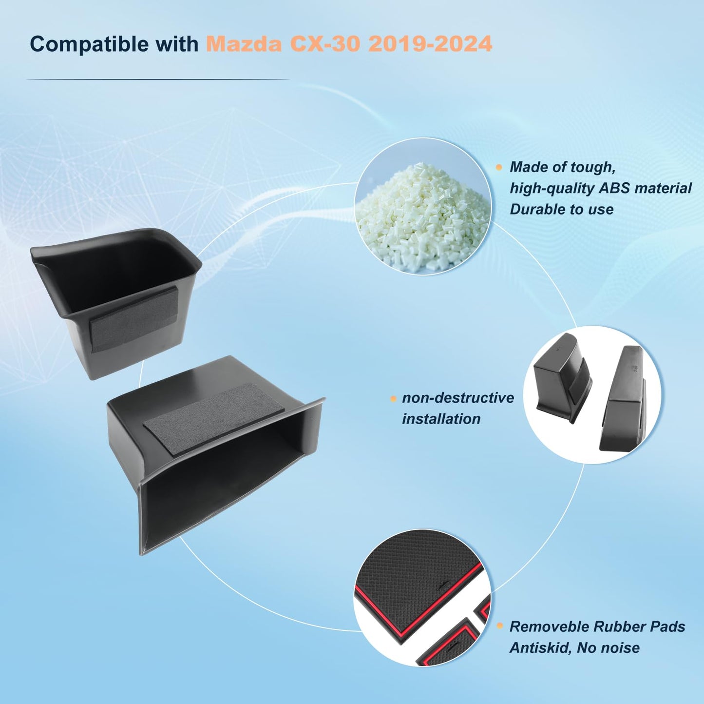[Pack of 2] BIXUAN Storage Box Compatible with Mazda 3 CX-30 CX30 2019-2024 2025 Car Door Inner Frame Box Covers Storage Box Interior CX30 2025