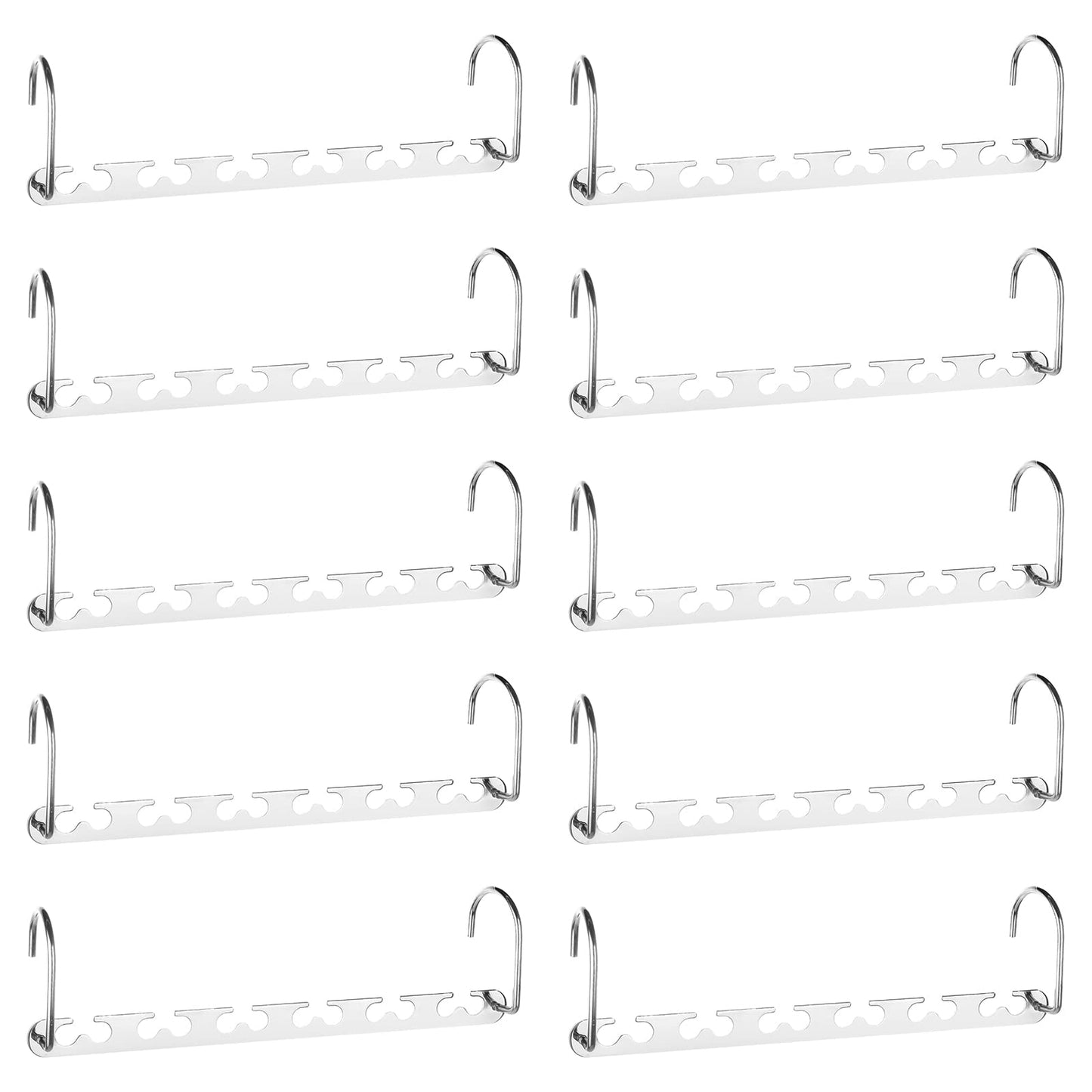 RAINBERG 10 Pack Metal Magic Hangers Space Saving Hangers Closet Space Saving Wardrobe Clothing Hanger Organizer, Updated Hook Design. (10)