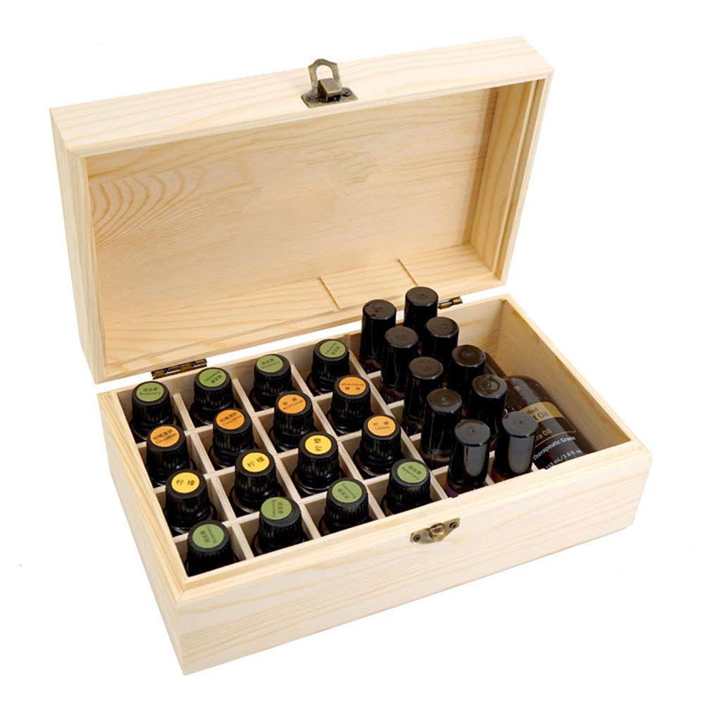 Gracelaza 36 Slots Wooden Essential Oil Organizer - Holds 5 10 15 ml Aromatherapy Bottles